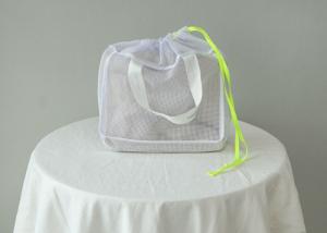 Drawstring Mesh Laundry Bags , White Small Net Laundry Bags 100% Polyester