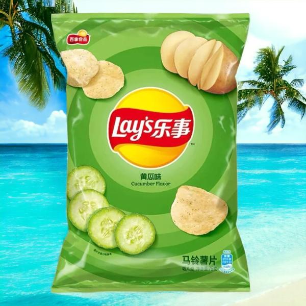 Lay's cucumber Flavor Chips - 135 g Packs, 14 - MEGA PACKS Count Wholesale Case- Asian Snack Supplier - China Origin