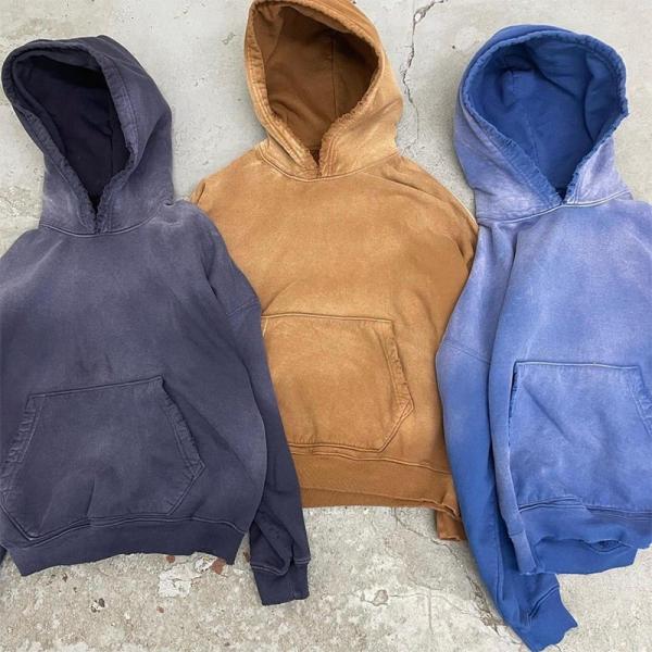 Quality 100% Cotton Vintage French Terry Hoodie Customize Distressed Mens Acid Wash Hoodie for sale