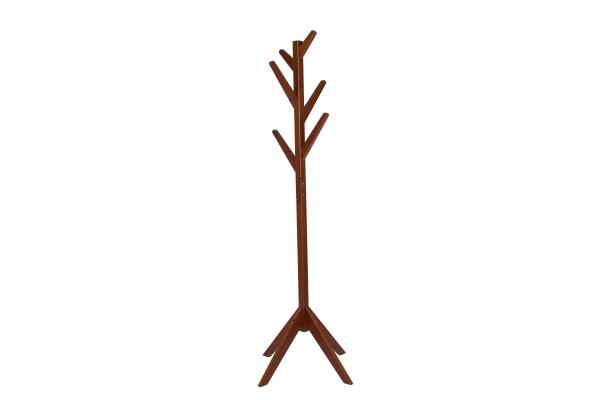 Quality Home Walnut Wooden Coat Hanger Stand 6 Hooks Smooth For Protecting Clothes for sale