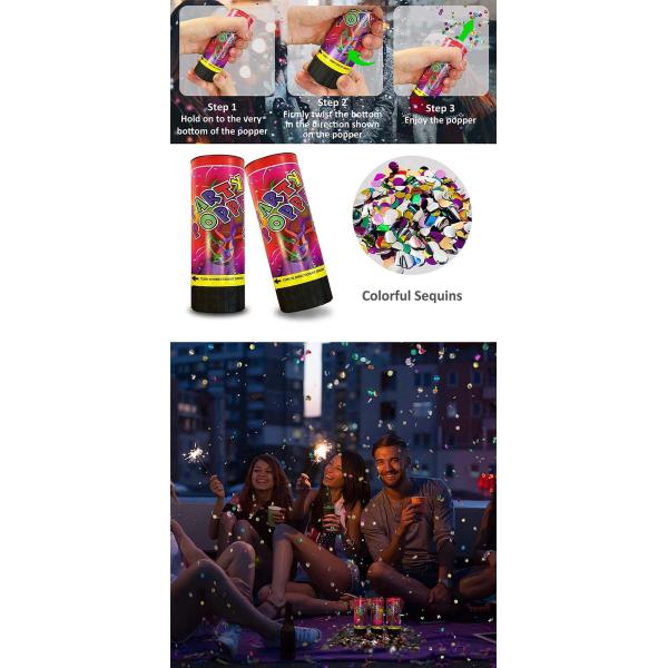 2 - 3M Shooting Spring Plastic Compressed Air Mini Streamer Party Popper Party Confetti Cannon for Party Decorations