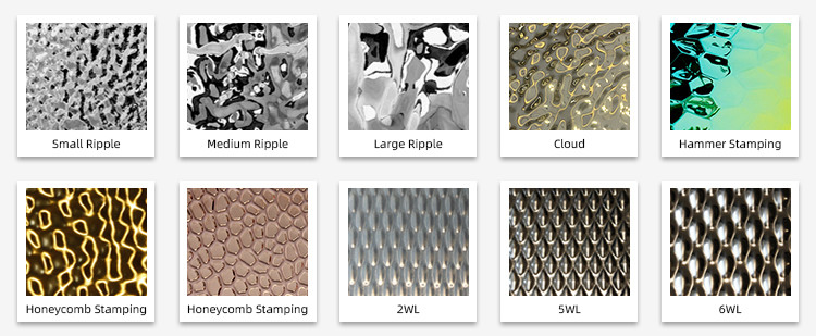 Water Ripple Stamped PVD Stainless Steel Sheet Metal Cladding Decoration Material Anti Scar Wall Sheet