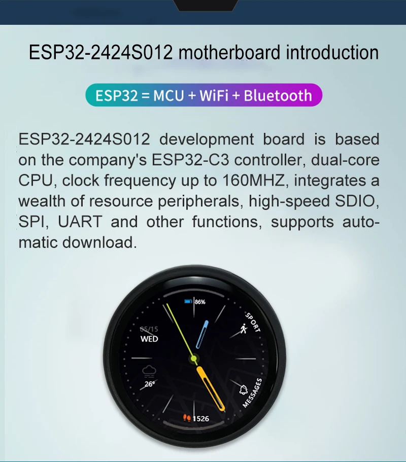 16 Bit Color Display 1.2 inches with GC9A01 Driver Chip for Industrial Equipment