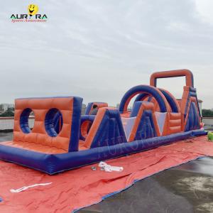 China PVC Outdoor Inflatable Obstacle Course Bounce House Non Toxic Red Blue Color on sale