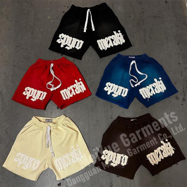 Quality Cotton Applique Embroidery Streetwear Basketball Shorts Acid Wash Shorts Anti Wrinkle for sale