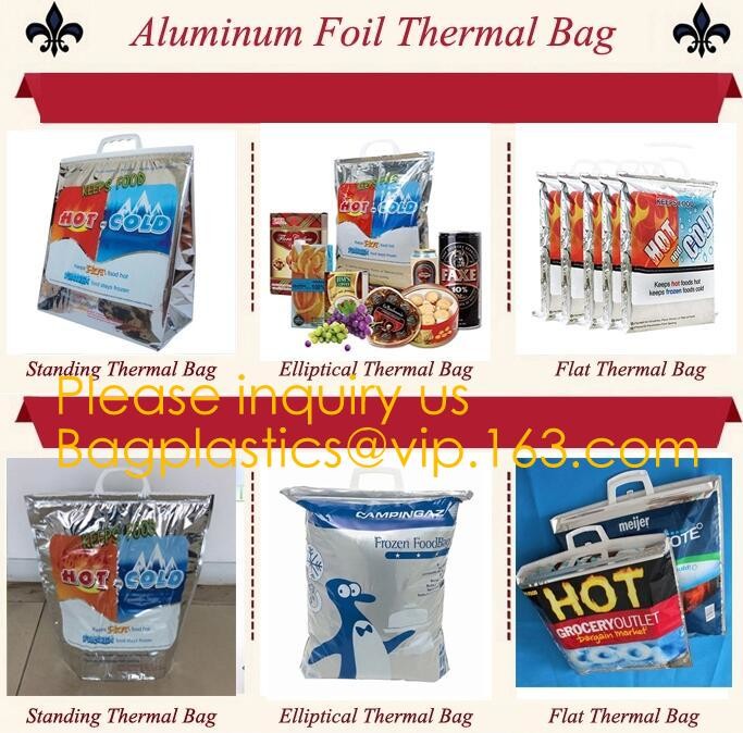 Custom Packing Aluminum Foil Zip-Lock Grocery Handle Thermal Insulation Cooler Bag For Outdoors,Promotional Insulated La