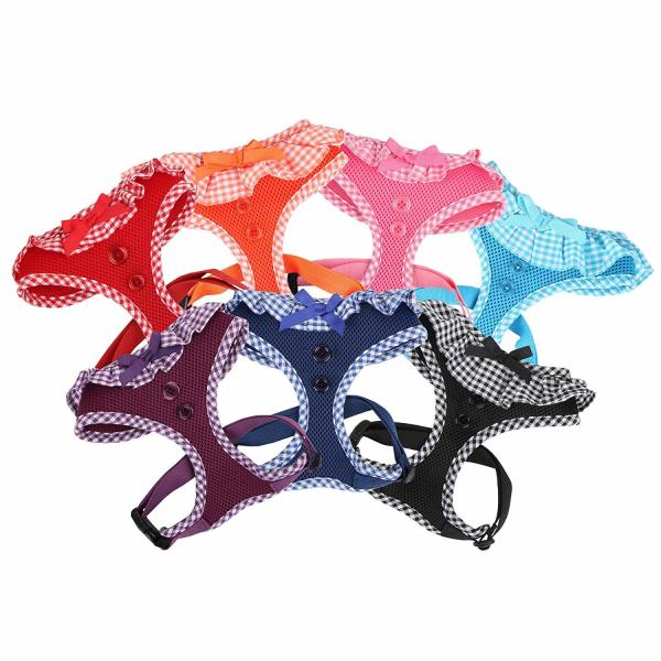 Quality Soft Easy On And Off Flashing LED Dog Harness With Decorated Ribbons / Buttons for sale