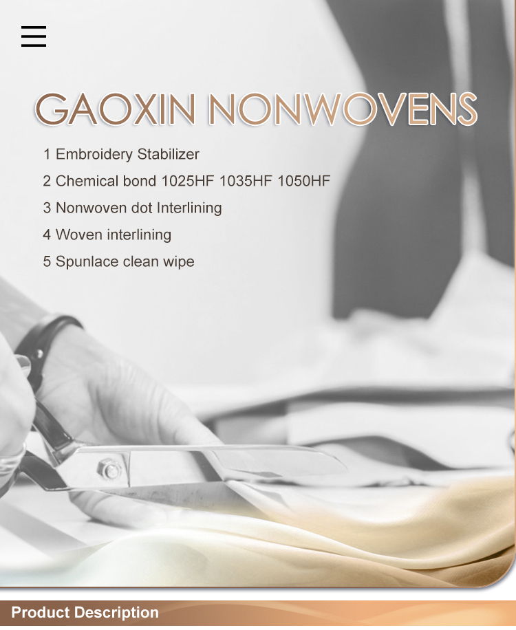 Fusible GAOXIN Plain Fusing Fabric Interlining for Coat Pressure 2-3.5 kgf/cm2