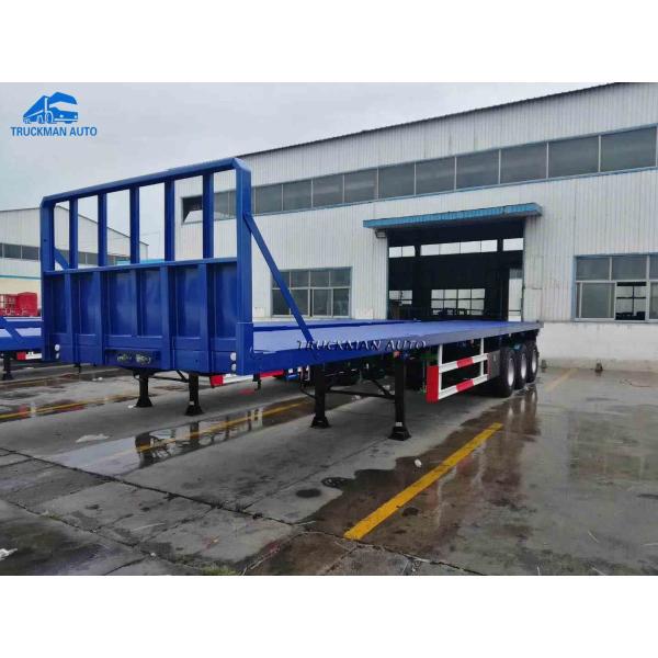 Bottom 3mm 40 Tons 4 Axles Flatbed Fence Semi Trailer