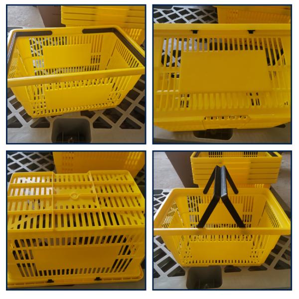 Hypermarket Stackable Resilient Plastic Double Handle Basket