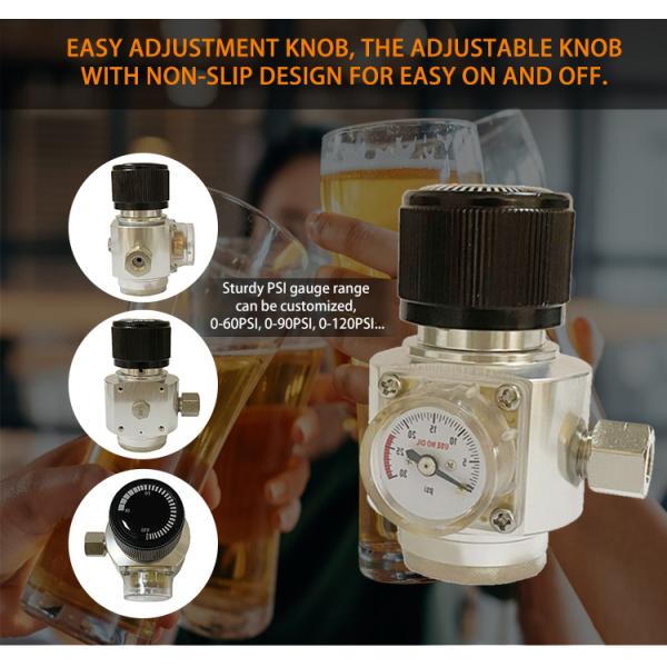 Portable Aluminum Compact CO2 Regulator 60PSI For Carbonation