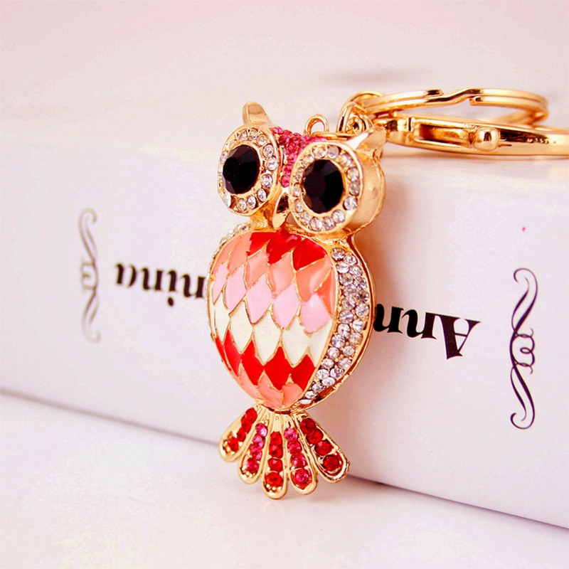 Owl Personalized Bling Wristlet Keychain 50mm Irregular Shaped