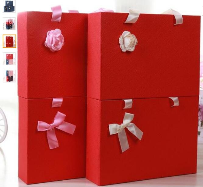 Luxury Wholesale Custom Packaging Paper Gift Box with Ribbon,wedding paper jewellery white gift box with ribbon closure