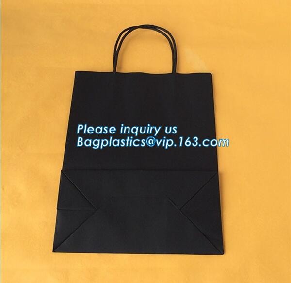Fashion Custom Printing Luxury Gift Shopping Carrier Paper Bag With Your Own Logo Print,strong twisted handle black leat