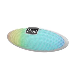 China Wireless Clock Speaker With Screen Display Colorful Light And Sound In Plastic Cabinet on sale