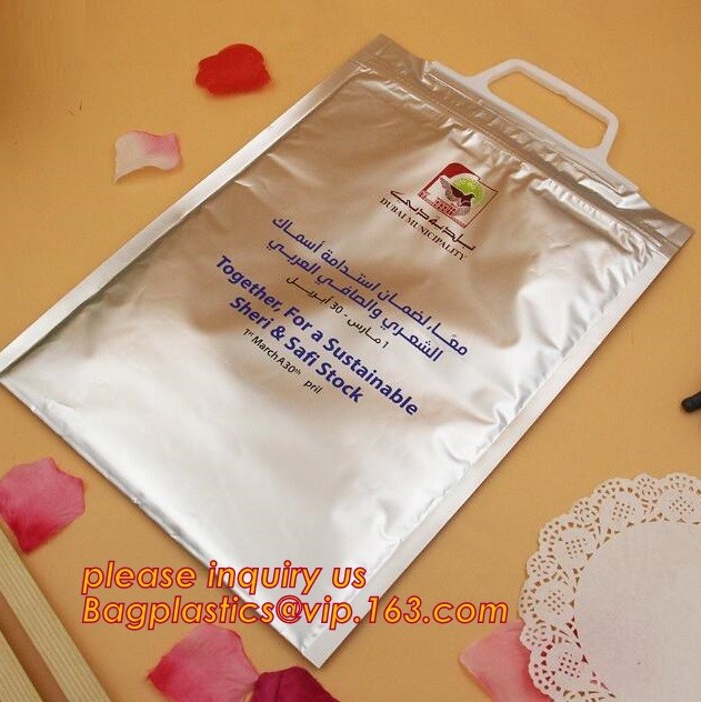 Custom Packing Aluminum Foil Zip-Lock Grocery Handle Thermal Insulation Cooler Bag For Outdoors,Promotional Insulated La