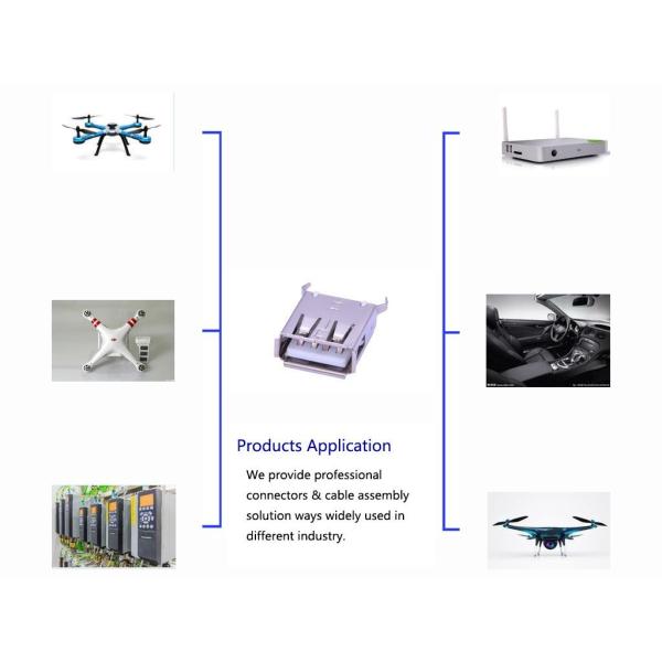 Data Line Plug Usb Female Connector , AF Type Micro Usb Pcb Connector
