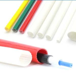 China 3mm Silicone Fiberglass Sleeve Braided , White Silicone Coated Fiberglass Sleeve wholesale