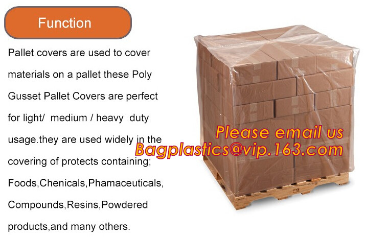Customized Square Bottom or Side Guesst Plastic Protective Pallet Covers, 4 Mil Dust proof Clear Pallet Covers, BAGPLAST