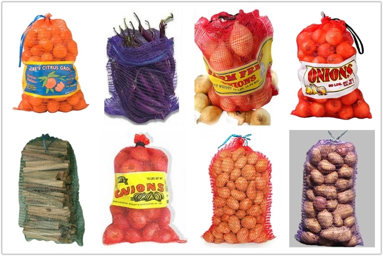 Small White Plastic Leno Net Onion Sack with Draw String Custom Order Accepted