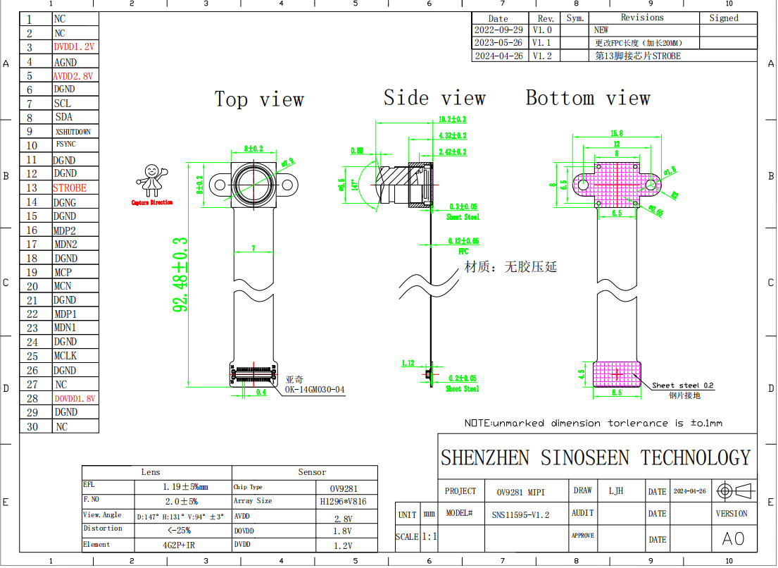OV9281 Camera Module High-Speed Global Shutter for Raspberry Pi with Monochrome Sensor details