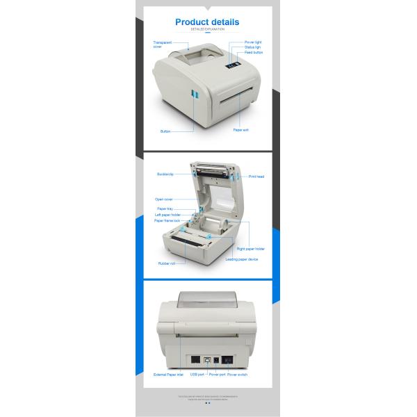 203dpi LAN Bluetooth Thermal 4 Inch Label Printer 4x6 For Shipping Waybill