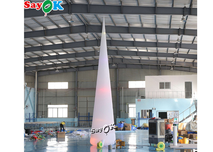 7m 23ft White Led Inflatable Traffic Cone With Colors Changing Lights