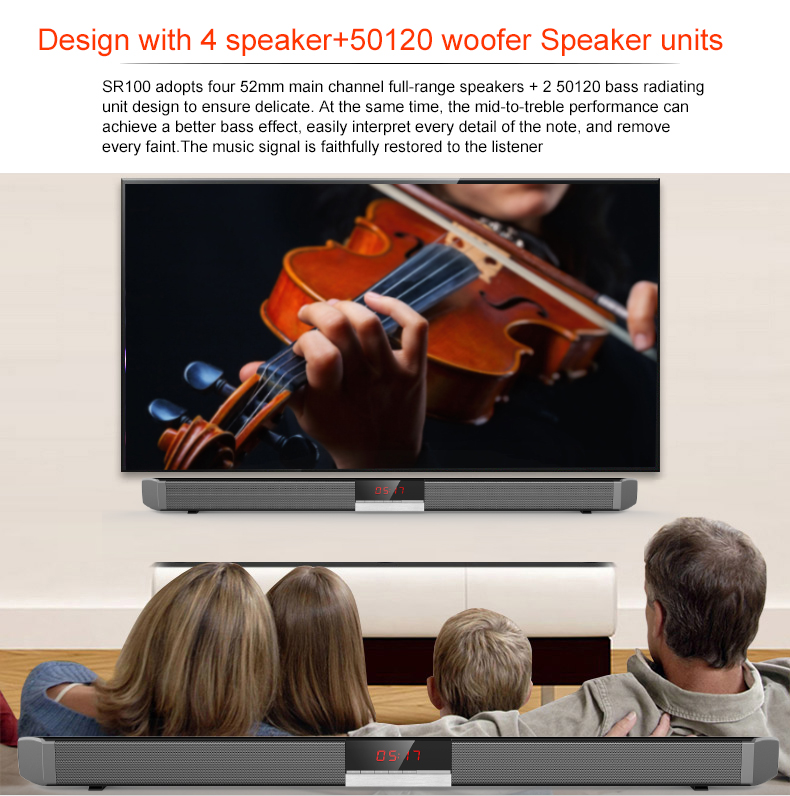 Multipurpose Wireless Bluetooth Soundbar Speaker With USB Remote Control