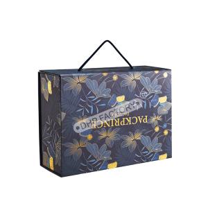 China Large Foldable Gift Boxes Custom Design No Magnets With Handle wholesale