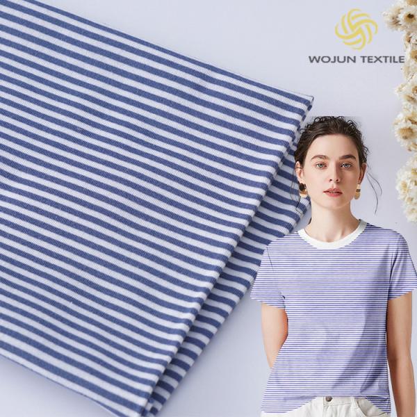 Quality Custom Breathable Single Jersey Knit Fabric , 140g 100 Cotton Striped Fabric for sale