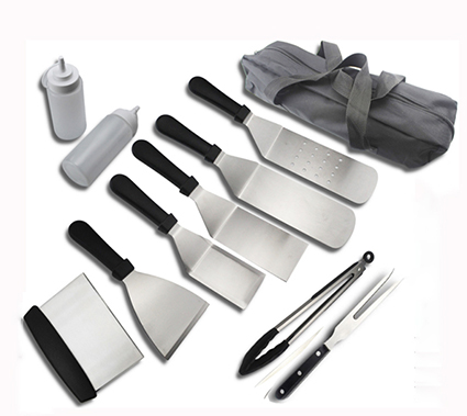 Professional Griddle Accessories Cooking Kit 11PCS In Rollbag set for BBQ Kitchen Outdoor tool
