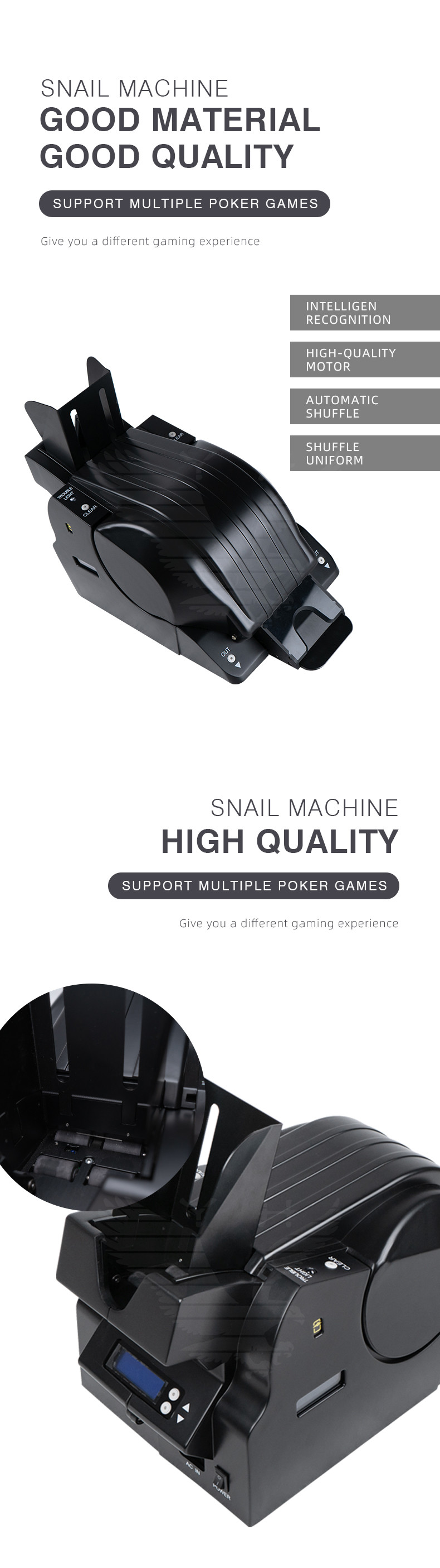 Snail Automatic Playing Card Shuffler Black Customized Service