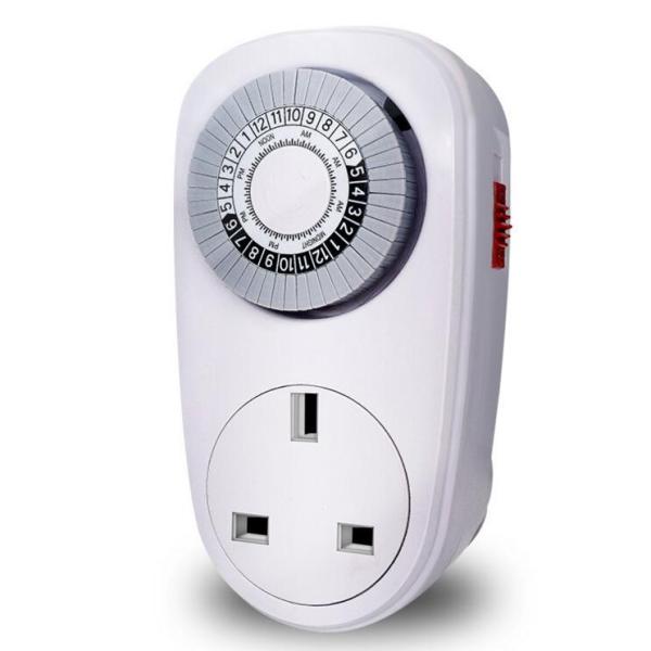 24 Hours Programmable Mechanical Mini UK Plug Timer Switch 230V Energy Saver