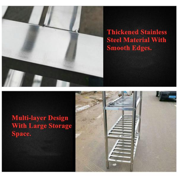 Adjustable Stainless Steel Display Racks 4 Layer Supermarket Movable Storage Shelves