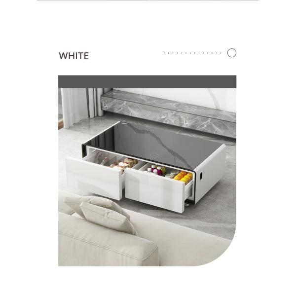 2024 Coffee Table Dining Table with Frozen Drawer and Wireless Charging Refrigerator for Home Living Room
