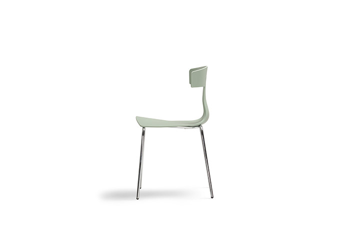 China Nordic Green Stackable Metal Dining Chair Curved Backrest wholesale