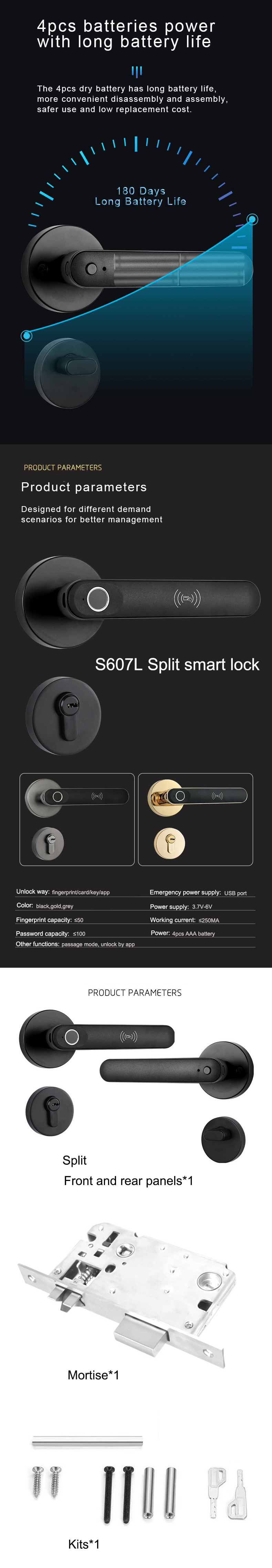 Upgrade Home Security Tuya Fingerprint Key USB Port Door Handle Lever Lock