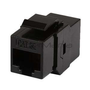 Black Cat5e Coupler Module with 1000Base-T Data Rate Support Inline Keystone Type