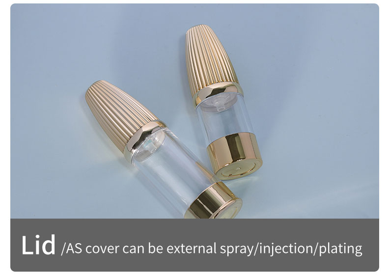 AS Collar Pump Airless Bottles for Lotion Refillable Empty Spray Plastic Bullet Round