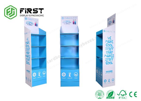 Quality Full Color Printed Portable 4 Shelves Carton Stand Paperboard Cardboard Floor Display Stand for sale