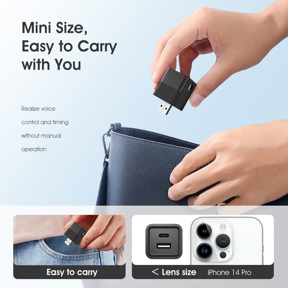 Tuya Mini Smart WiFi Power Adapter 5V Micro USB & Type-C Charger with APP Timing, Voice Control, Alexa Compatibility for Light Strips