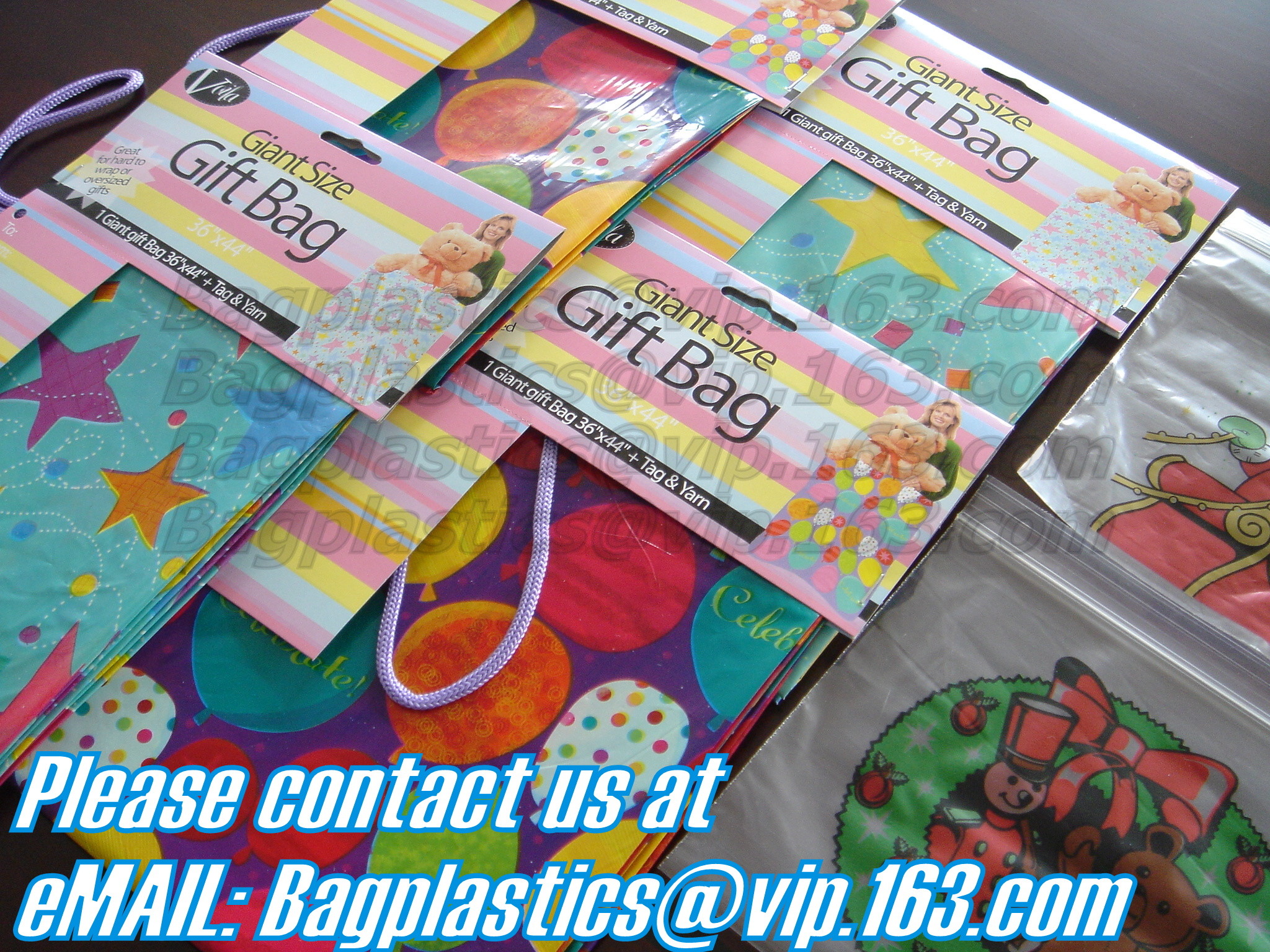 Custom CPE semitransparent printing frosted corded beaded gift bags,lovely children clothes gift packing plastic bag