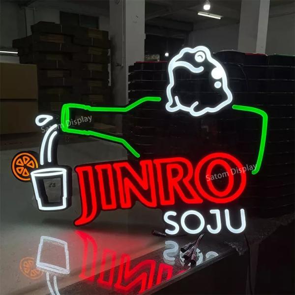 Quality Satom Custom Beer Bottle Shape and Achieve Logo Pantone Colors Neon Sign Led for sale