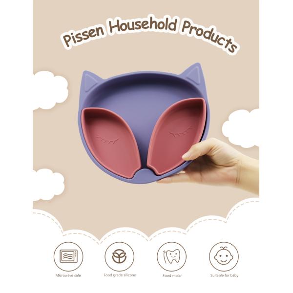Eco Friendly Baby Silicone Suction Plate Silicone Dinnerware Set For Toddler Feeding