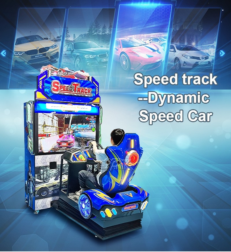 Electrical 3d Car Racing Game Machine 500W Track Dynamic Speed Car