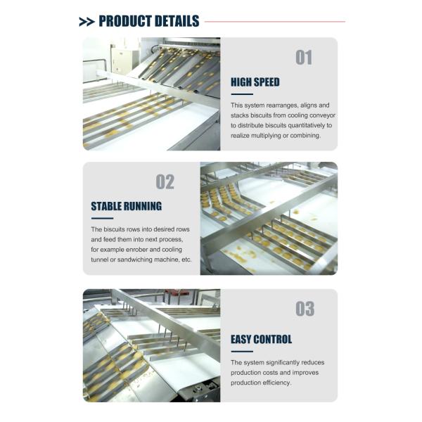 Easy Control Sorting Automatic Cookie Biscuit Stacking Machine For Biscuit Product Line