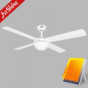 China LED Solar Ceiling Fan Energy Saving Dc Motor 6 Speeds White Mdf Blade wholesale
