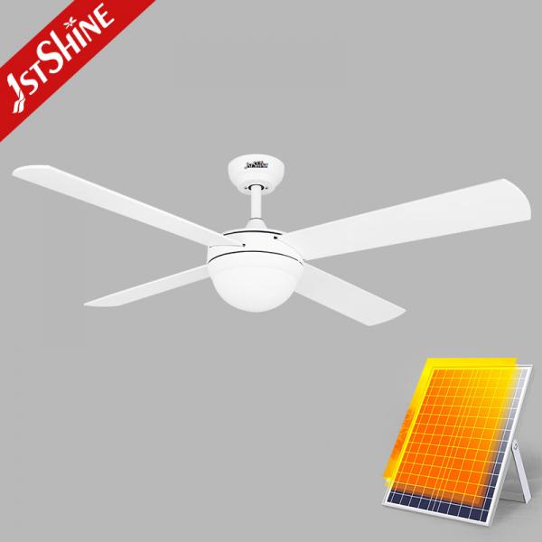 Quality LED Solar Ceiling Fan Energy Saving Dc Motor 6 Speeds White Mdf Blade for sale