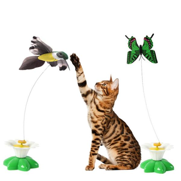 Automatic Electric Rotating Cat Toy Colorful Butterfly Bird Animal Shape Interactive Pet Dog Kitten Interactive Training Cat Toy