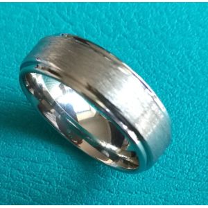 China 8mm Cobalt Chrome Mens Brushed Stepped Edges Wedding Band Ring wholesale